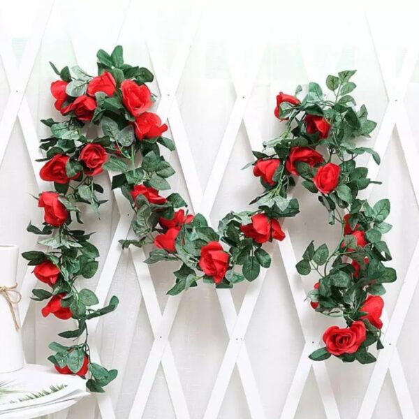 2.5M Fashion Home Decor Green Leaves Colorful Artificial Rose Hanging Garland Silk Flowers - Image 2