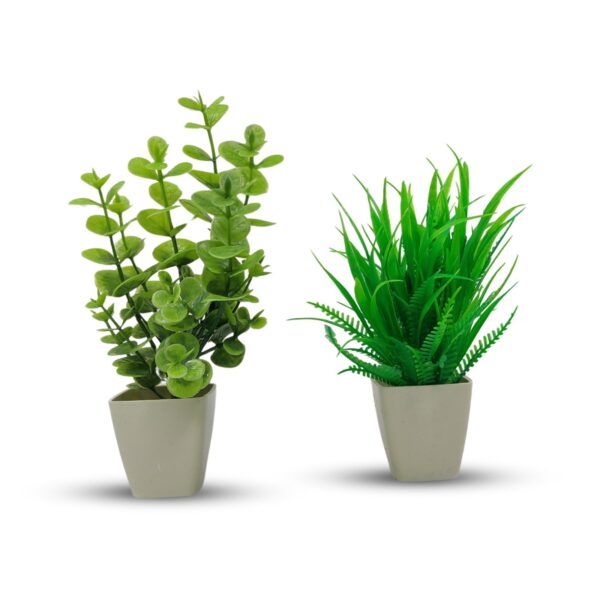 2 Pack Plants in Pots Artificial Eucalyptus Plant Mini Potted Faux Plants Indoor Small Plastic Wheat Grass Shrubs - Image 3