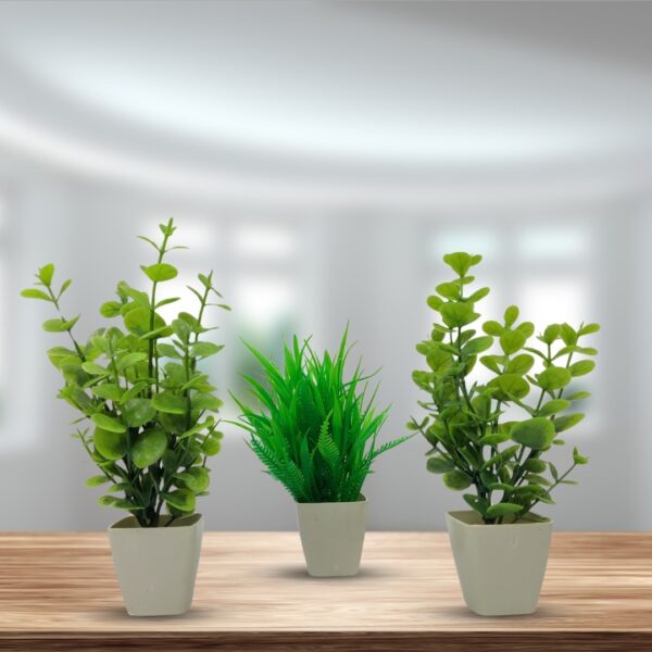 3 Pack Plants in Pots Artificial Eucalyptus Plant Mini Potted Faux Plants Indoor Small Plastic Wheat Grass Shrubs 3 Pack Plants in Pots Artificial Eucalyptus Plant Mini Potted Faux Plants Indoor Small Plastic Wheat Grass Shrubs - Image 3